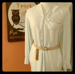 Button-up T-shirt Dress w/ Belt Loops & Pockets